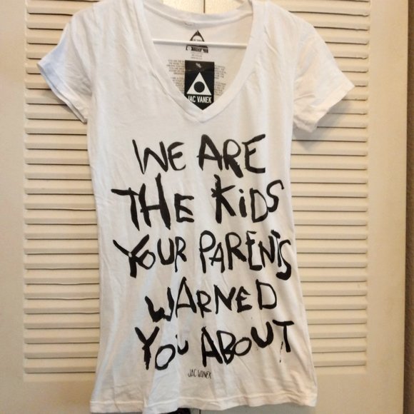 Jac Vanek Tops - Jac Vanek “We Are The Kids” Blk/Wht Tee S Tags